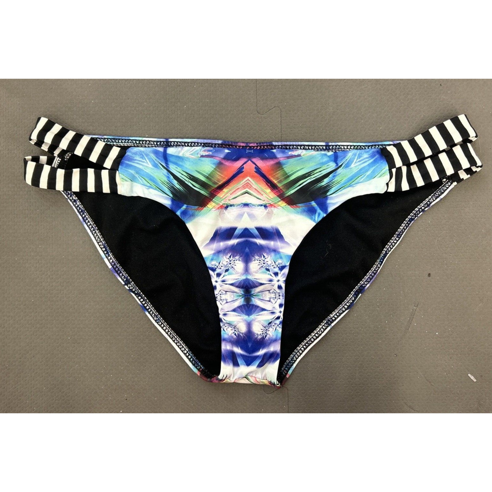 Hurley Women's Swimsuit Two Piece Bikini Black & White Bandeau Top & Bottoms Med - Picture 10 of 16